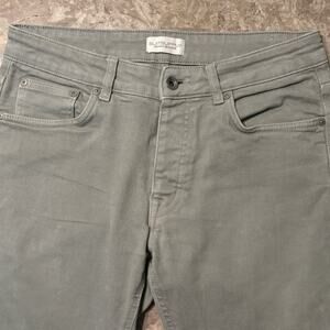 Suitsupply Jeans Mens 32x27 Green Alain Button Fly Slim Straight Denim Italy